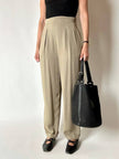 Vintage high-waisted Emporio Armani trousers in khaki Fil-à-Fil fabric