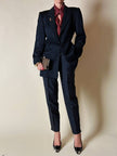 Pantalone vintage Gucci modello a vita alta con piega in seta nera