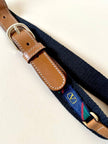Cintura Valentino Garavani in pelle cuoio e tessuto con ribbons regimental logati