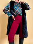 Blusa in raso di seta tartan 