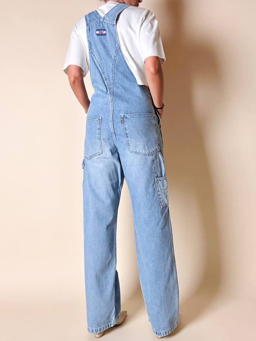 Salopette vintage Levi Strauss orange tab in denim chiaro slavato