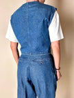 Gilet Valentino Jeans in denim blu slavato con bottoni a chiodo