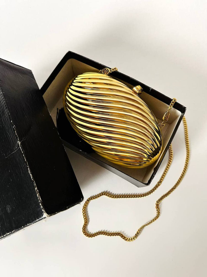 Vintage Schéilan Firenze jewel bag in twisted gold-tone metal with a couture tassel