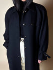 Cappotto lungo vintage in lana nera con taglio trench CGV Firenze