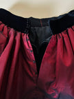 Minigonna in velluto nero con maxi ruches in taffetà bordeaux “Gabriella Ceroni”