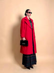 Cappotto in drap di lana rosso vivo