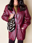 Blazer oversize in pelle bordeaux Max