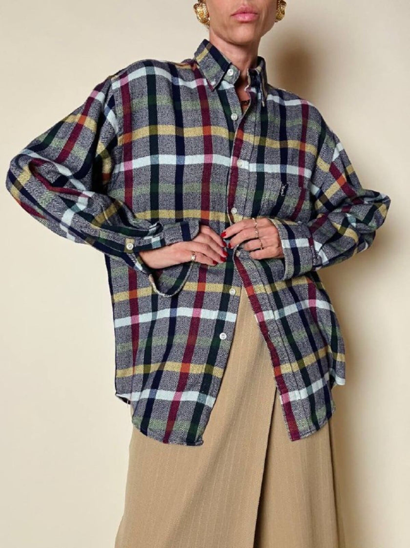 Camicia in caldo cotone fantasia tartan “Yves Saint Laurent”