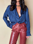 Camicia in seta Alberto Biani blu oltremare con fantasia cachemire