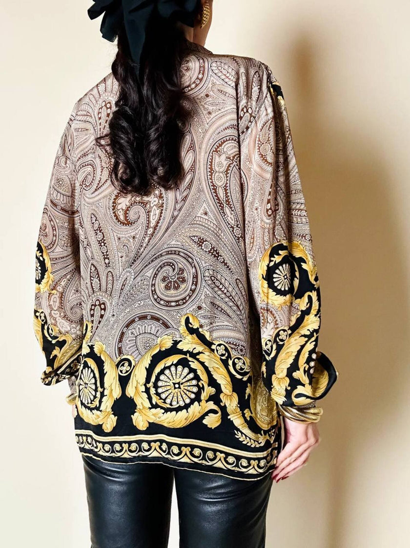 Camicia in misto seta fantasia barocca