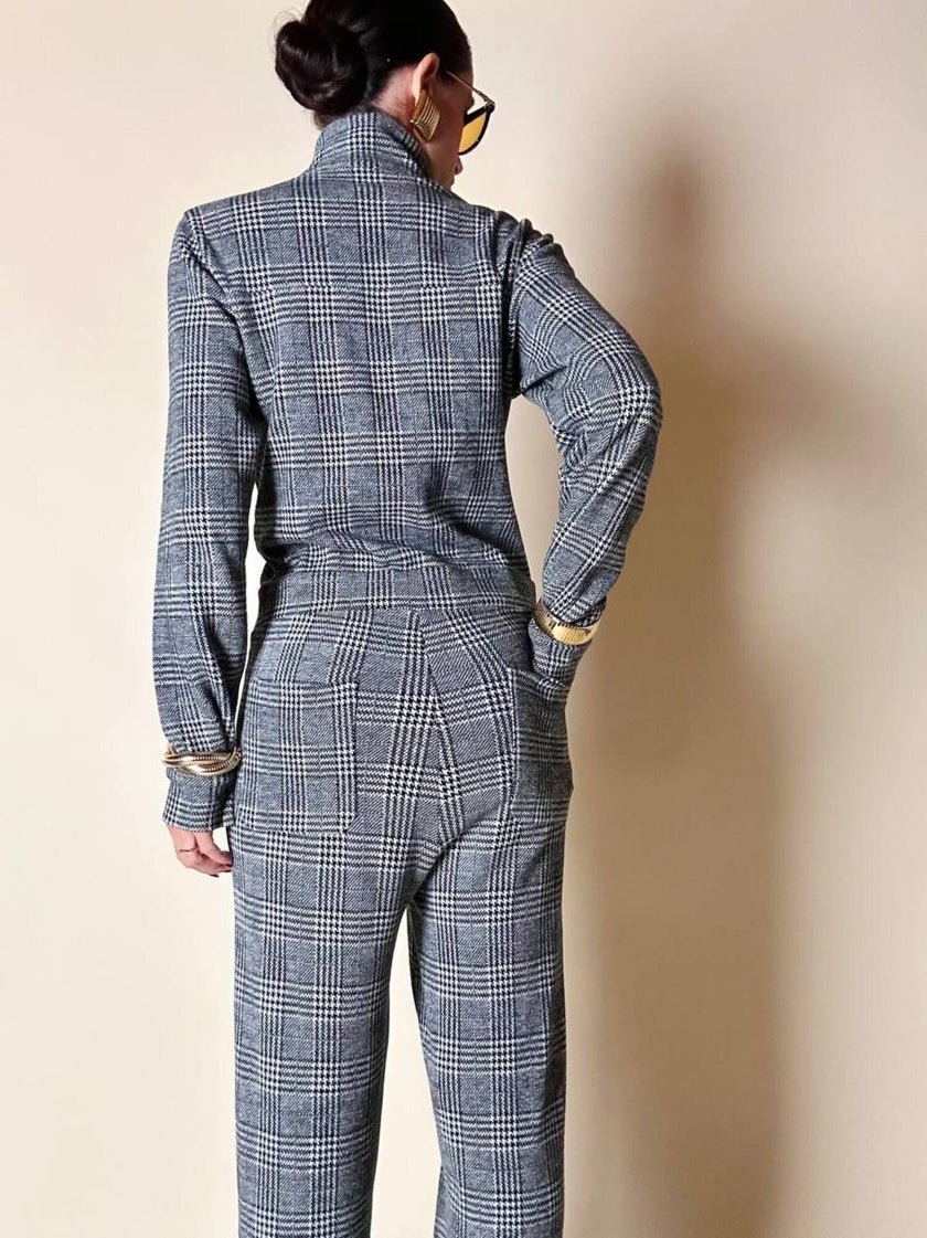 Jumpsuit in misto lana fantasia principe di Galles