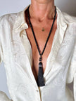 Collana vintage Spicchi di Mare con perle sfaccettate di Jet e nappa couture