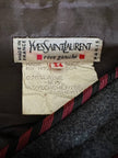 Minigonna Yves Saint Laurent in lana grigio antracite con piping a righe bordeaux e blu