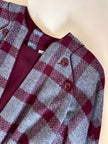 Abito Velentino Boutique in lana fantasia check grigio e bordeaux