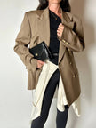 Blazer vintage Yves Saint Laurent in lana cachi doppiopetto con bottoni logati oro