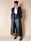 Cappotto lungo in pelle nera