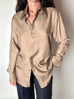 Vintage Gucci dove-grey silk shirt with mother-of-pearl buttons and French cuffs