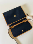 Borsa messenger in pelle nera stampata con profili cuoio “Yves Saint Laurent”