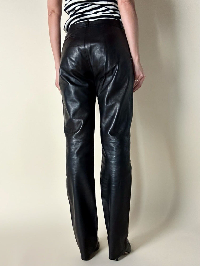 Pantalone vintage Gucci modello a sigaretta in pelle nera