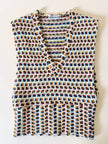 Vintage Missoni-Weste aus strukturierter Wolle in Cremeweiß mit buntem Muster