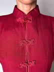 Maxi gilet vintage rosso rubino con alamari in raso