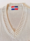 Gilet Valentino Sport in cotone beige con scollo a V logo sul petto