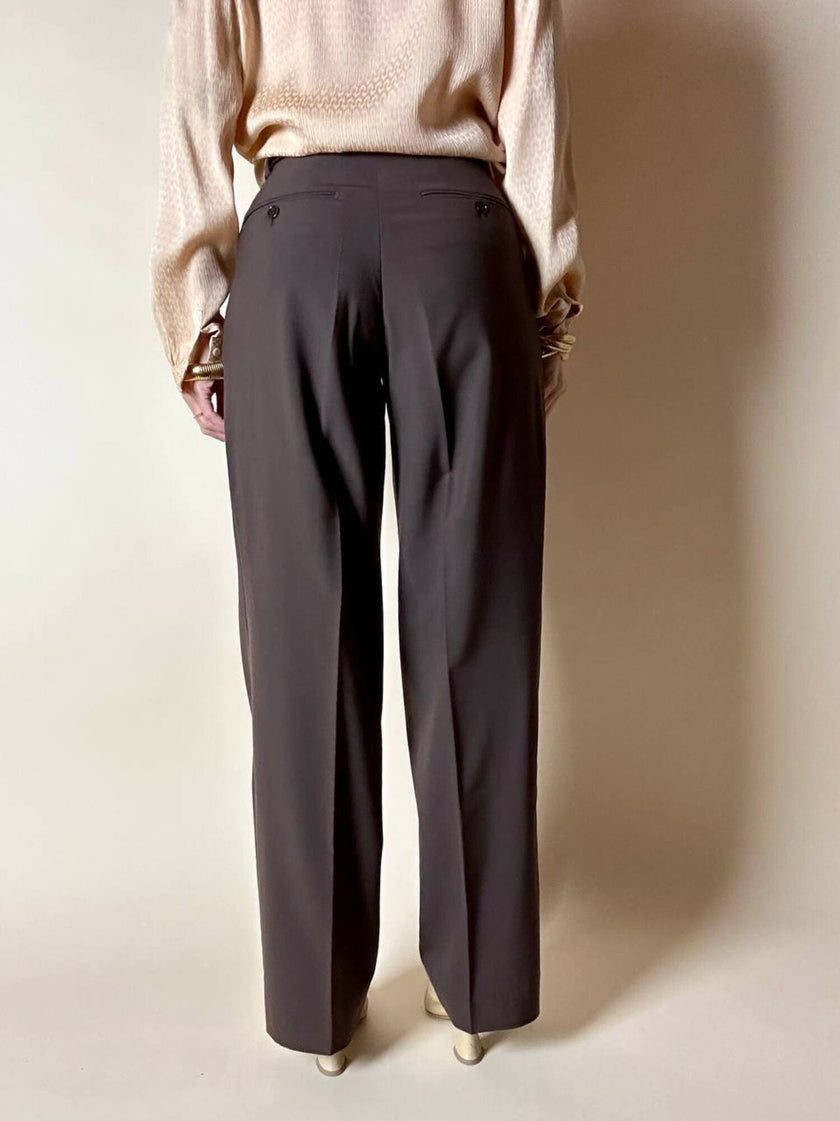 Klassische Vintage-Hose von Pierre Balmain aus schokobraunem Wollkammgarn