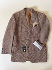 Blazer oversize in fresco di lana principe di Galles beige e marrone Vincam