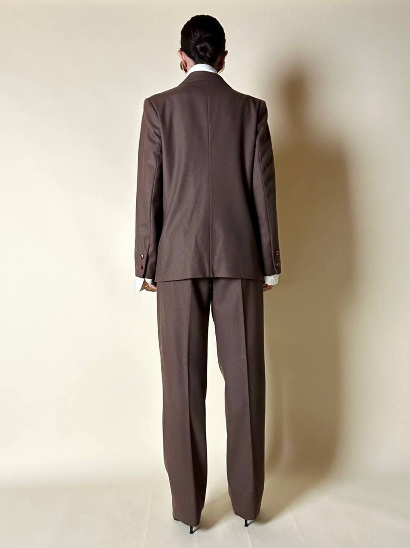 Tailleur giacca/pantalone in lana marrone chiaro “Prestige”