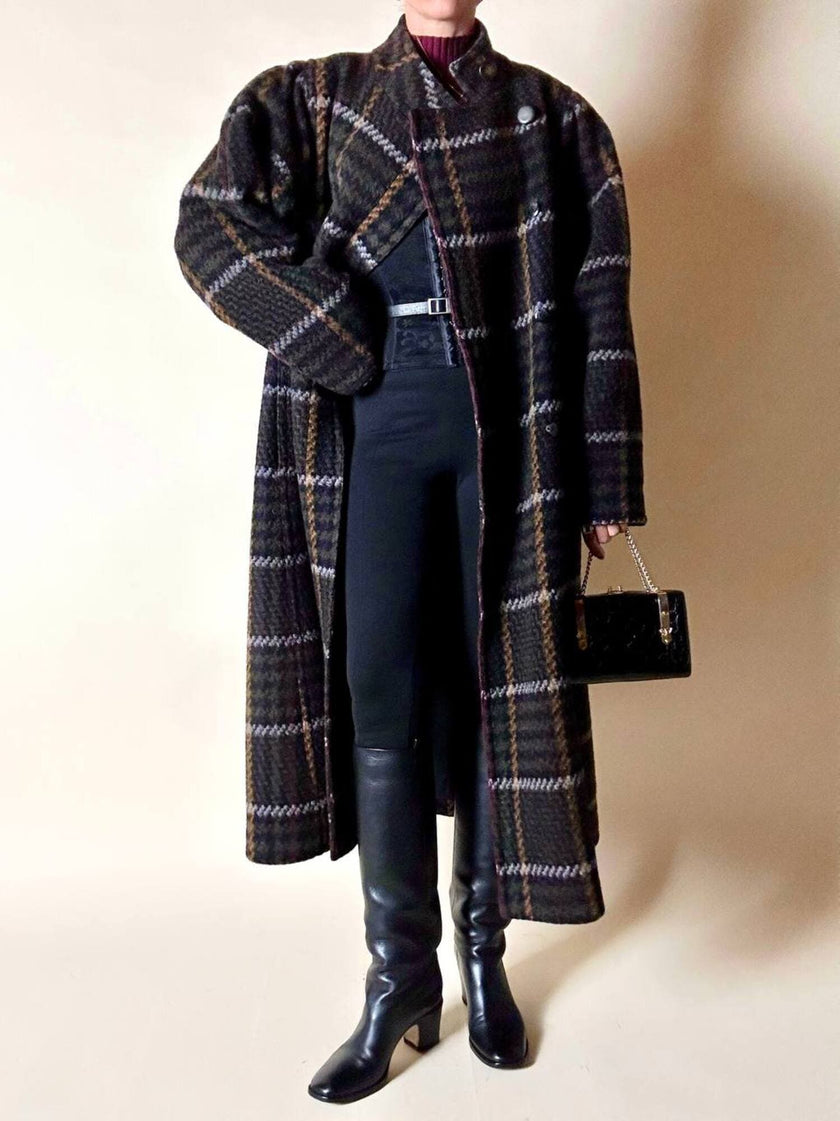 Cappotto lungo in pura lana vergine  fantasia tartan Fashion By Classic