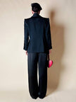 Blazer nero con inserti di pizzo macramè 