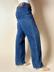 Jeans Yves Saint Laurent Vintage Boy-Friend in Denim Blu Scuro Slavato
