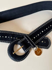 Cintura traforata in nabuk nero e bianco “Yves Saint Laurent”