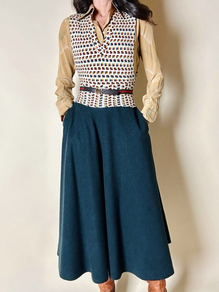 Vintage Missoni-Weste aus strukturierter Wolle in Cremeweiß mit buntem Muster