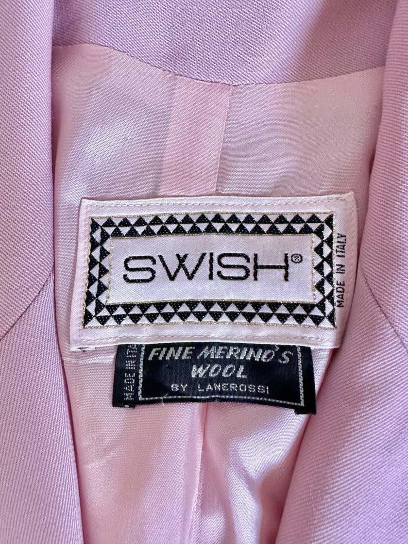 Blazer in rasato di lana merinos super fine rosa “Swish”