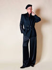 Blazer nero con inserti di pizzo macramè 
