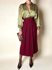Camicia in seta jacquard verde oliva con motivo a losanghe
