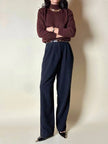 Pantalone Yves Saint Laurent a vita alta con pince in lana grigio antracite