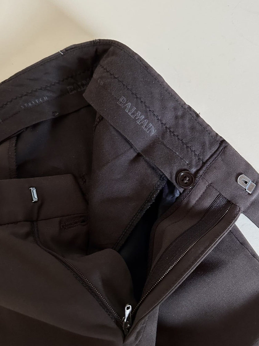 Klassische Vintage-Hose von Pierre Balmain aus schokobraunem Wollkammgarn