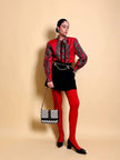 Camicia in taffetà di seta fantasia tartan 