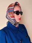 Foulard in seta Philippe De Villière con fantasia grafica multicolore