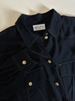Camicia vintage nera con tasche applicate sul petto cuciture in lamé oro e bottoni dorati