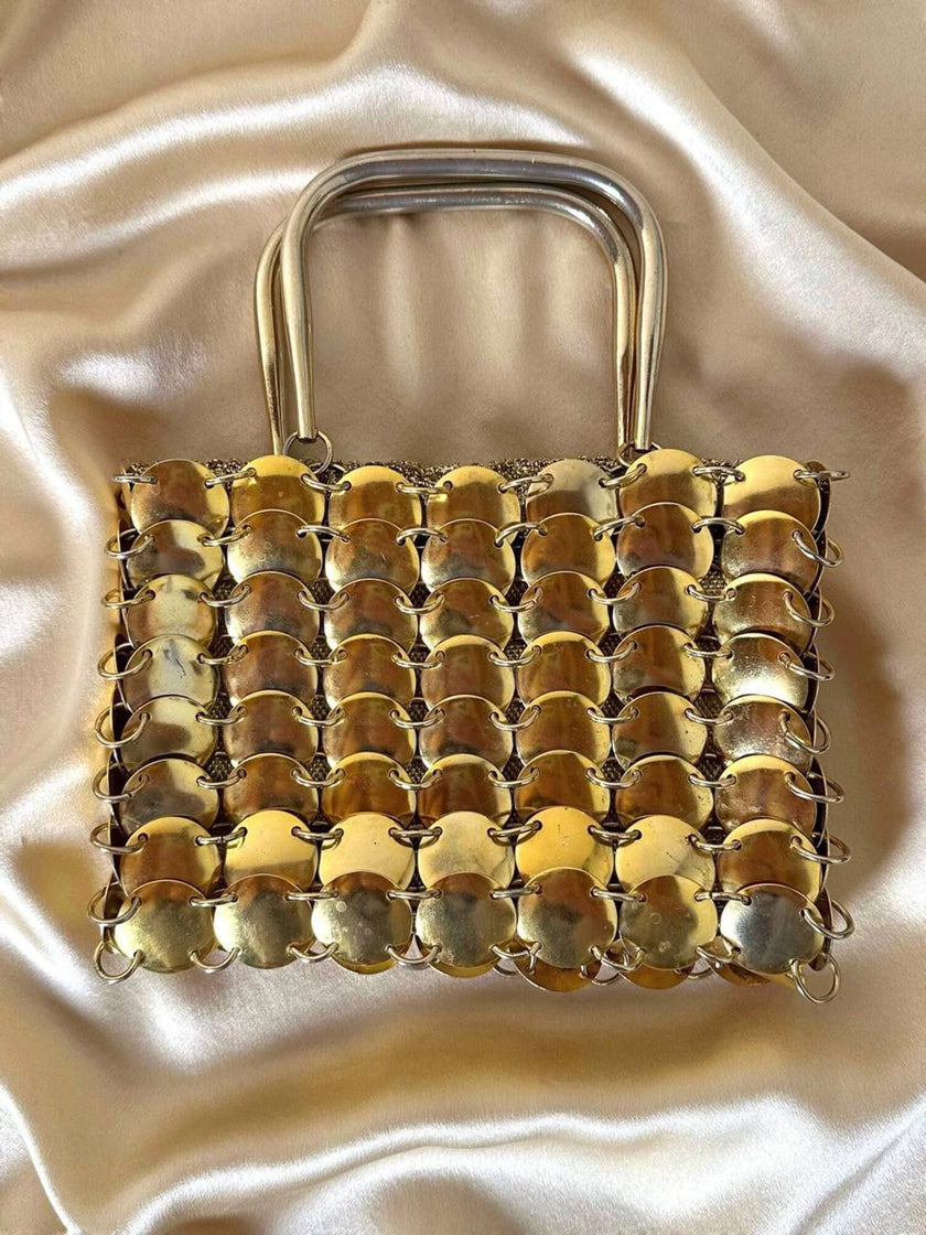Mini bag gioiello a medaglie dorate