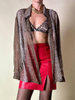 Camicia leopardata in chiffon operato con fili di lamè oro