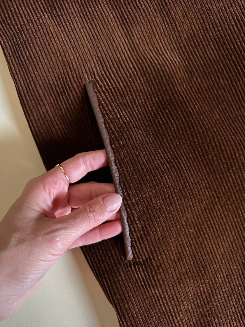 Combinaison vintage Complice en velours côtelé marron avec détails en cuir