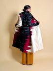 Cappotto redingote in lana fantasia astratta