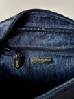 Borsa Bandoulière vintage Yves Saint Laurent in tessuto nero plastificato con riporti in pelle