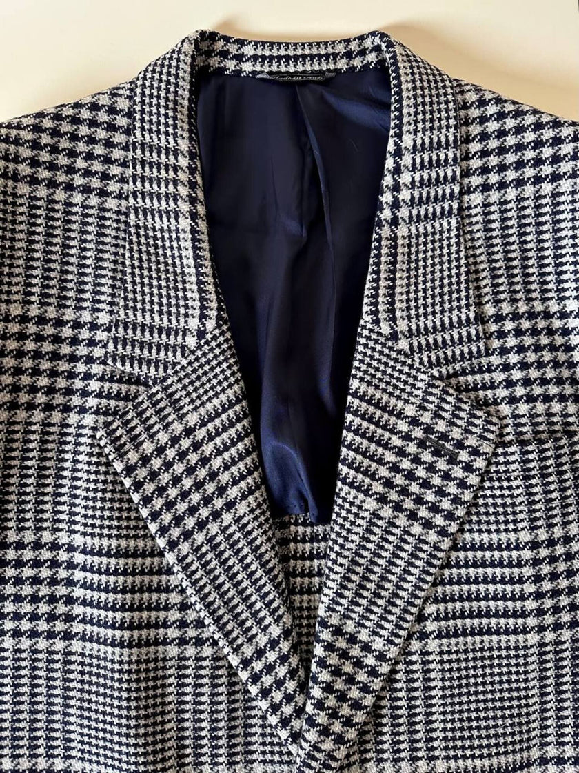 Blazer vintage Gianni Versace in lana jacquard fantasia principe di Galles