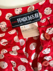 Mini abito rosso in seta jacquard a pois con fusciacca in coordinato “Fendi”