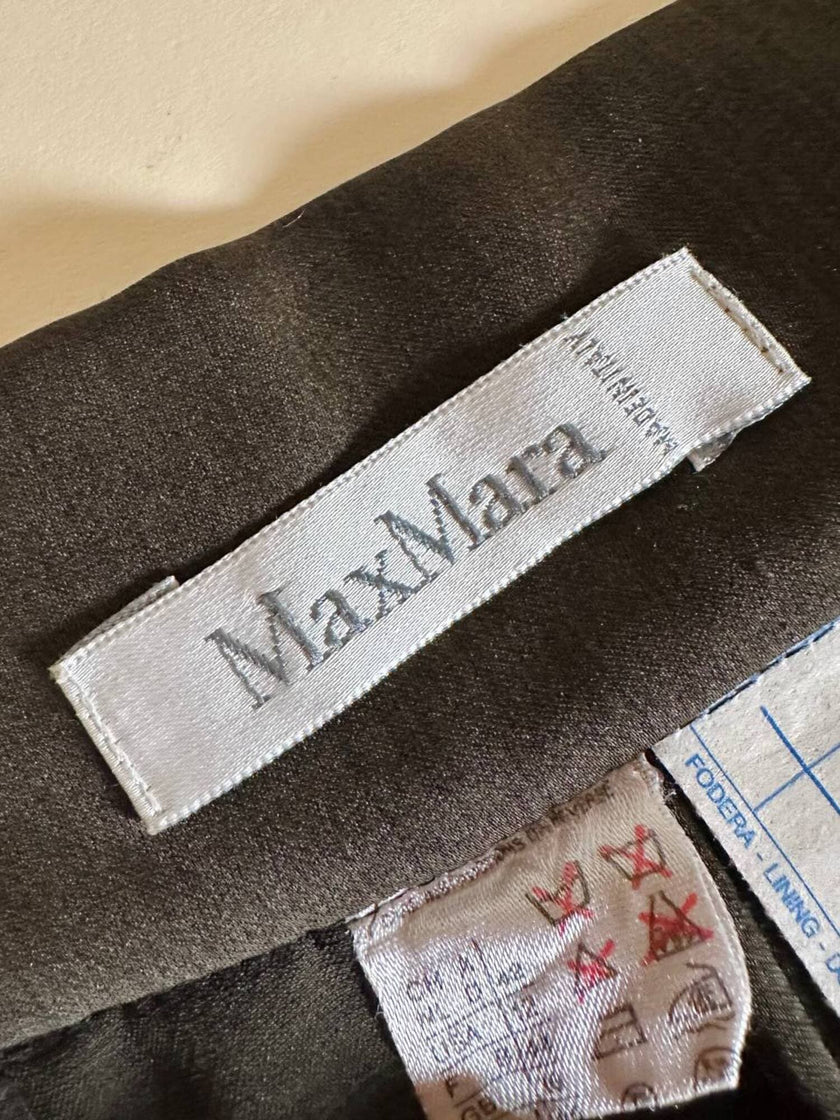 Gonna pantalone plissé Max Mara in satin verde stagno